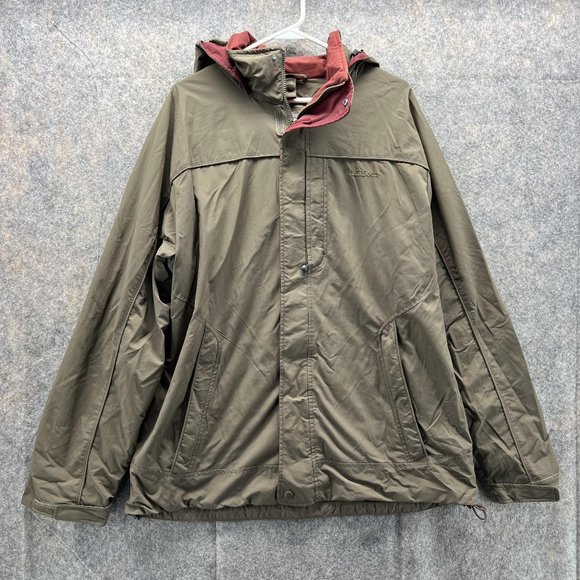 LL bean Jacket Men Large Green Sweater Outdoors Polyester Full Zip Parka Nylon - Picture 1 of 14